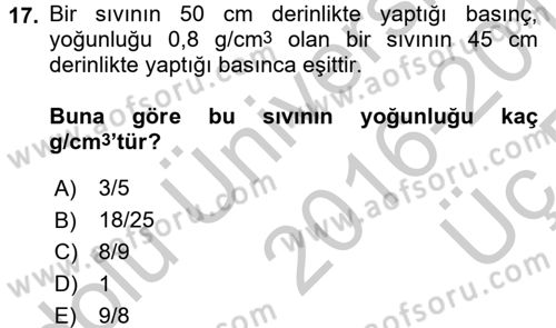 Teknolojinin Bilimsel İlkeleri 1 Dersi 2016 - 2017 Yılı 3 Ders Sınav Soruları 17. Soru