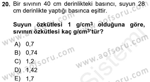 Teknolojinin Bilimsel İlkeleri 1 Dersi 2017 - 2018 Yılı 3 Ders Sınav Soruları 20. Soru