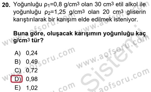 Teknolojinin Bilimsel İlkeleri 1 Dersi 2019 - 2020 Yılı (Vize) Ara Sınav Soruları 20. Soru