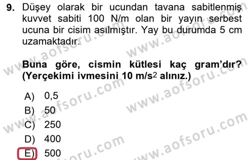 Teknolojinin Bilimsel İlkeleri 1 Dersi 2019 - 2020 Yılı (Vize) Ara Sınav Soruları 9. Soru