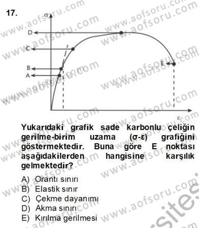 Teknolojinin Bilimsel İlkeleri 2 Dersi 2013 - 2014 Yılı (Final) Dönem Sonu Sınavı 17. Soru