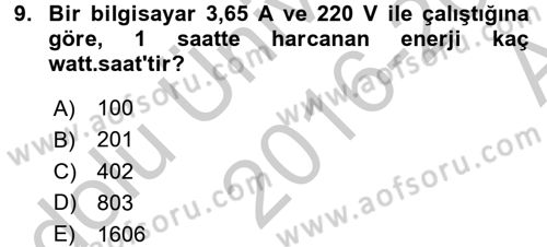 Teknolojinin Bilimsel İlkeleri 2 Dersi 2016 - 2017 Yılı (Vize) Ara Sınav Soruları 9. Soru