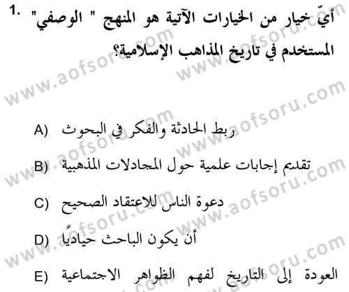 İslam Mezhepleri Tarihi Dersi 2019 - 2020 Yılı (Vize) Ara Sınav Soruları 1. Soru
