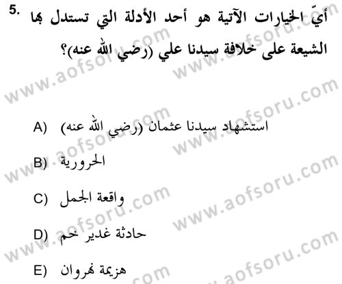 İslam Mezhepleri Tarihi Dersi 2019 - 2020 Yılı (Vize) Ara Sınav Soruları 5. Soru
