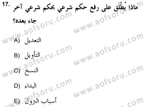 Tefsir Tarihi ve Usulü Dersi 2018 - 2019 Yılı (Final) Dönem Sonu Sınav Soruları 17. Soru