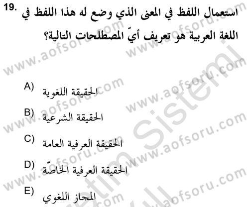 Tefsir Tarihi ve Usulü Dersi 2021 - 2022 Yılı Yaz Okulu Sınav Soruları 19. Soru