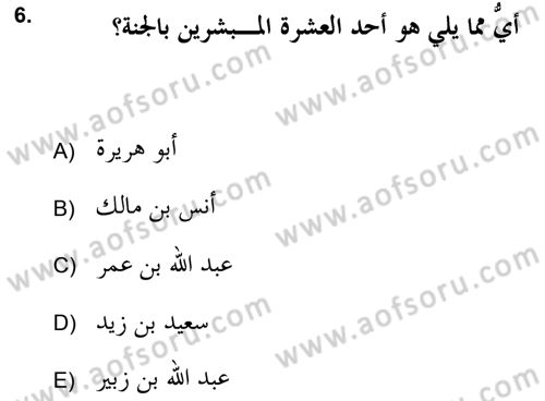 Hadis Tarihi ve Usulü Dersi 2018 - 2019 Yılı Yaz Okulu Sınav Soruları 6. Soru