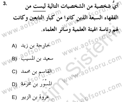 Hadis Tarihi ve Usulü Dersi 2020 - 2021 Yılı Yaz Okulu Sınav Soruları 3. Soru