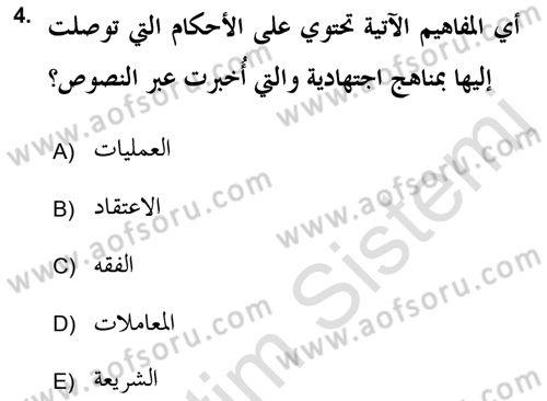 İslam Hukukuna Giriş Dersi 2018 - 2019 Yılı 3 Ders Sınav Soruları 4. Soru
