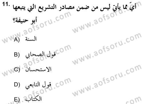 İslam Hukukuna Giriş Dersi 2018 - 2019 Yılı (Vize) Ara Sınav Soruları 11. Soru