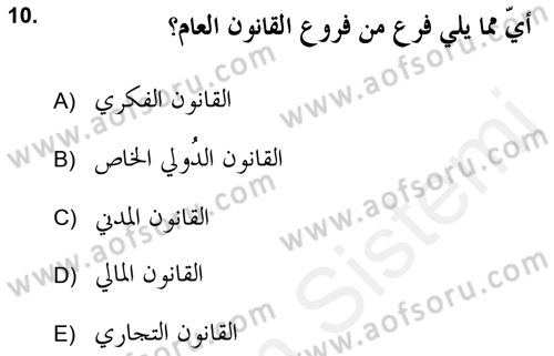 İslam Hukukuna Giriş Dersi 2018 - 2019 Yılı (Final) Dönem Sonu Sınav Soruları 10. Soru