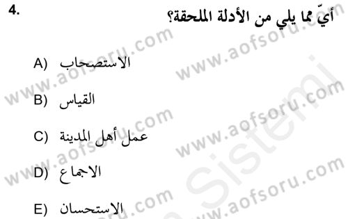İslam Hukukuna Giriş Dersi 2018 - 2019 Yılı (Final) Dönem Sonu Sınav Soruları 4. Soru