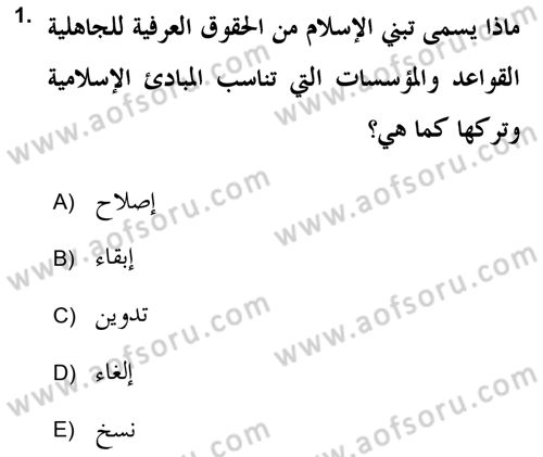İslam Hukukuna Giriş Dersi 2018 - 2019 Yılı Yaz Okulu Sınav Soruları 1. Soru