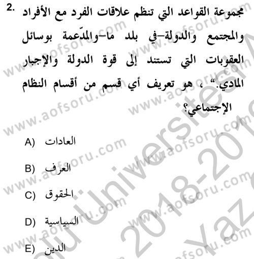 İslam Hukukuna Giriş Dersi 2018 - 2019 Yılı Yaz Okulu Sınav Soruları 2. Soru