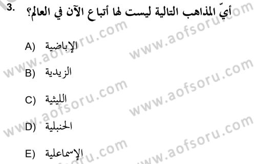 İslam Hukukuna Giriş Dersi 2018 - 2019 Yılı Yaz Okulu Sınav Soruları 3. Soru