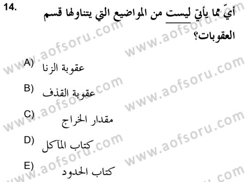 İslam Hukukuna Giriş Dersi 2020 - 2021 Yılı Yaz Okulu Sınav Soruları 14. Soru