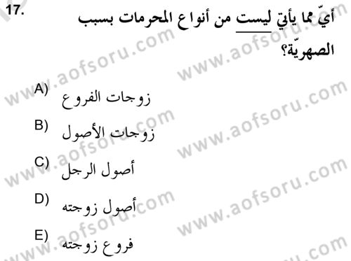 İslam Hukukuna Giriş Dersi 2020 - 2021 Yılı Yaz Okulu Sınav Soruları 17. Soru