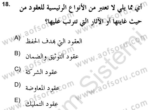 İslam Hukukuna Giriş Dersi 2020 - 2021 Yılı Yaz Okulu Sınav Soruları 18. Soru