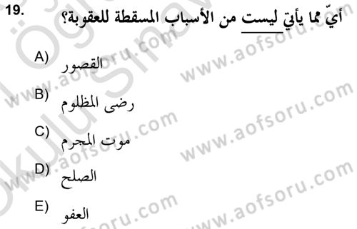 İslam Hukukuna Giriş Dersi 2020 - 2021 Yılı Yaz Okulu Sınav Soruları 19. Soru