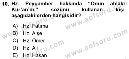 İlk Dönem İslam Tarihi Dersi 2018 - 2019 Yılı 3 Ders Sınav Soruları 10. Soru