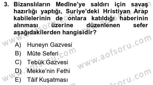 İlk Dönem İslam Tarihi Dersi 2018 - 2019 Yılı 3 Ders Sınav Soruları 3. Soru