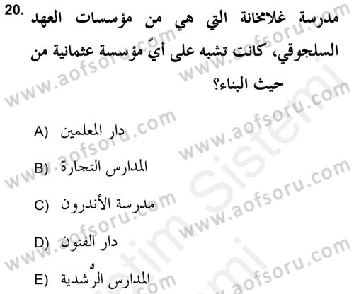 Islam Kurumlari ve Medeniyeti Dersi 2017 - 2018 Yılı (Final) Dönem Sonu Sınav Soruları 20. Soru