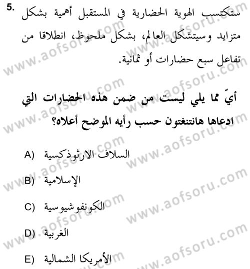 Islam Kurumlari ve Medeniyeti Dersi 2018 - 2019 Yılı (Vize) Ara Sınav Soruları 5. Soru