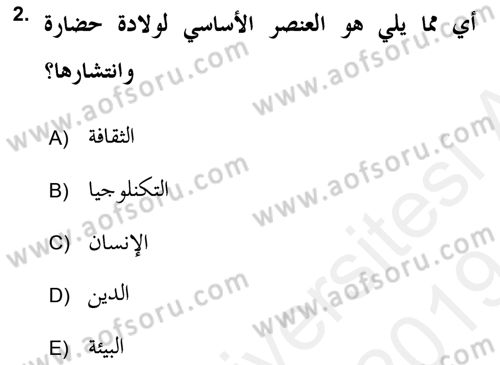 Islam Kurumlari ve Medeniyeti Dersi 2018 - 2019 Yılı (Final) Dönem Sonu Sınav Soruları 2. Soru