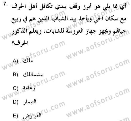 Islam Kurumlari ve Medeniyeti Dersi 2018 - 2019 Yılı (Final) Dönem Sonu Sınav Soruları 7. Soru