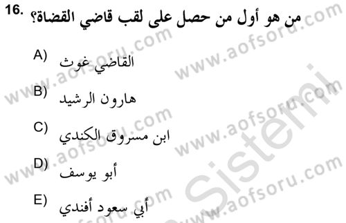 Islam Kurumlari ve Medeniyeti Dersi 2020 - 2021 Yılı Yaz Okulu Sınav Soruları 16. Soru
