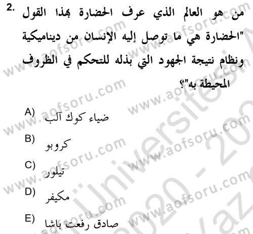 Islam Kurumlari ve Medeniyeti Dersi 2020 - 2021 Yılı Yaz Okulu Sınav Soruları 2. Soru