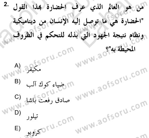 Islam Kurumlari ve Medeniyeti Dersi 2021 - 2022 Yılı (Vize) Ara Sınav Soruları 2. Soru