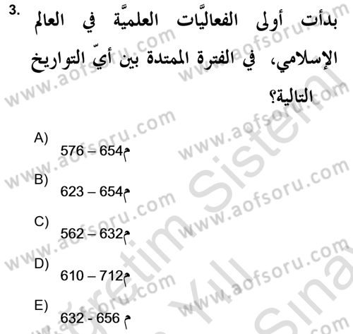 Islam Kurumlari ve Medeniyeti Dersi 2021 - 2022 Yılı (Final) Dönem Sonu Sınav Soruları 3. Soru