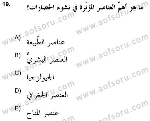 Islam Kurumlari ve Medeniyeti Dersi 2021 - 2022 Yılı Yaz Okulu Sınav Soruları 19. Soru
