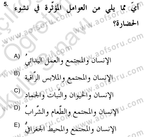 Islam Kurumlari ve Medeniyeti Dersi 2021 - 2022 Yılı Yaz Okulu Sınav Soruları 5. Soru