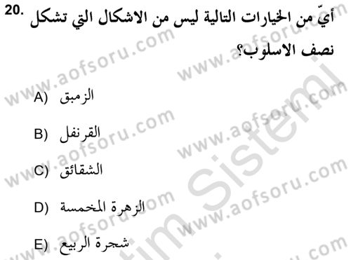 İslam Sanatları Tarihi Dersi 2019 - 2020 Yılı (Vize) Ara Sınav Soruları 20. Soru