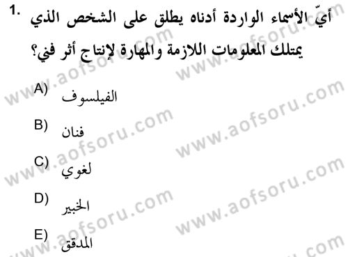 İslam Sanatları Tarihi Dersi 2020 - 2021 Yılı Yaz Okulu Sınav Soruları 1. Soru