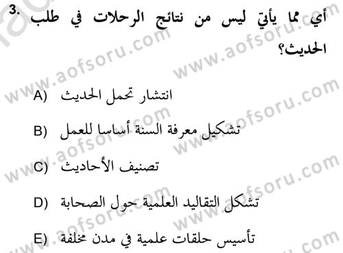 Hadis Dersi 2018 - 2019 Yılı 3 Ders Sınav Soruları 3. Soru
