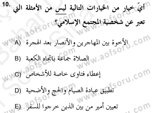 Hadis Dersi 2018 - 2019 Yılı (Final) Dönem Sonu Sınav Soruları 10. Soru