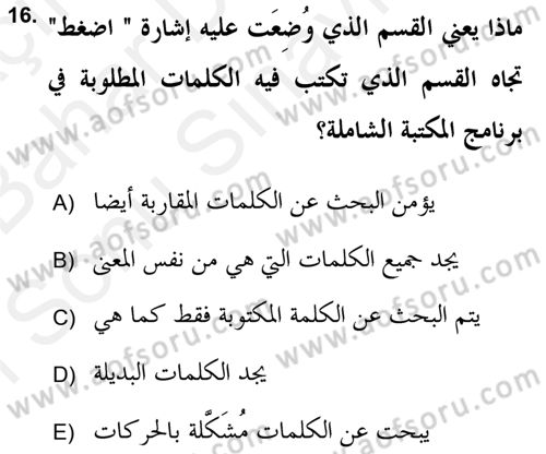 Hadis Dersi 2018 - 2019 Yılı (Final) Dönem Sonu Sınav Soruları 16. Soru