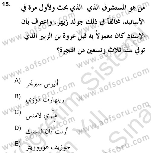Hadis Dersi 2021 - 2022 Yılı (Final) Dönem Sonu Sınav Soruları 15. Soru