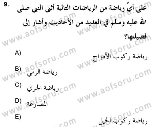 Hadis Dersi 2021 - 2022 Yılı (Final) Dönem Sonu Sınav Soruları 9. Soru