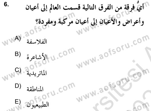 Kelam’a Giriş Dersi 2020 - 2021 Yılı Yaz Okulu Sınav Soruları 6. Soru