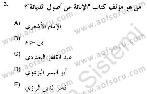 Kelam’a Giriş Dersi 2021 - 2022 Yılı (Vize) Ara Sınav Soruları 3. Soru