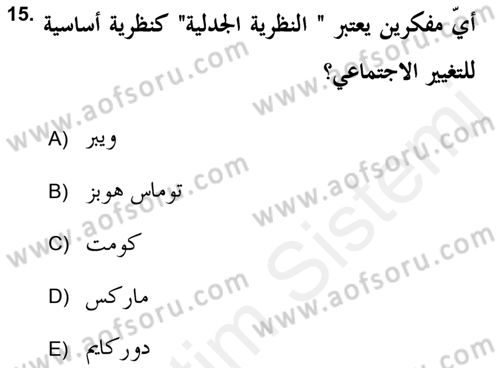 Din Sosyolojisi Dersi 2018 - 2019 Yılı (Vize) Ara Sınav Soruları 15. Soru
