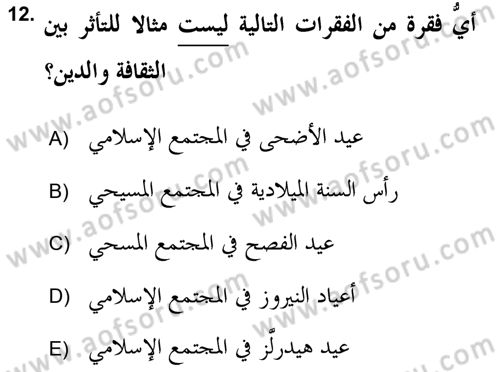 Din Sosyolojisi Dersi 2018 - 2019 Yılı (Final) Dönem Sonu Sınav Soruları 12. Soru