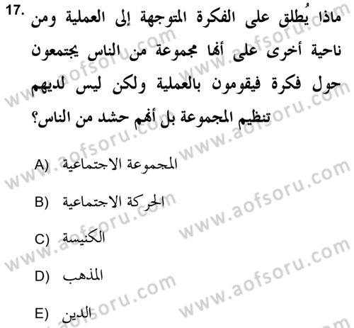 Din Sosyolojisi Dersi 2018 - 2019 Yılı (Final) Dönem Sonu Sınav Soruları 17. Soru