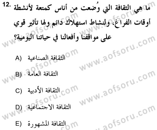 Din Sosyolojisi Dersi 2018 - 2019 Yılı Yaz Okulu Sınav Soruları 12. Soru