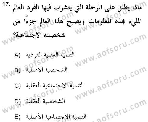 Din Sosyolojisi Dersi 2018 - 2019 Yılı Yaz Okulu Sınav Soruları 17. Soru