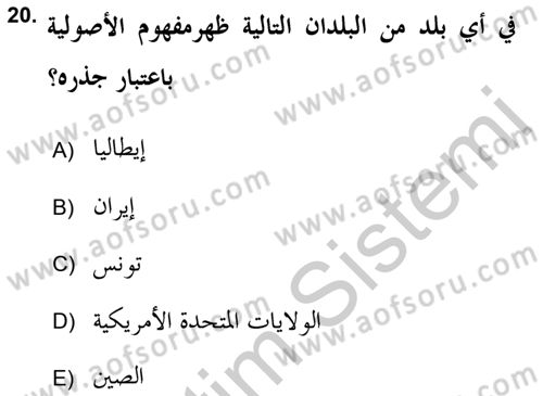 Din Sosyolojisi Dersi 2018 - 2019 Yılı Yaz Okulu Sınav Soruları 20. Soru